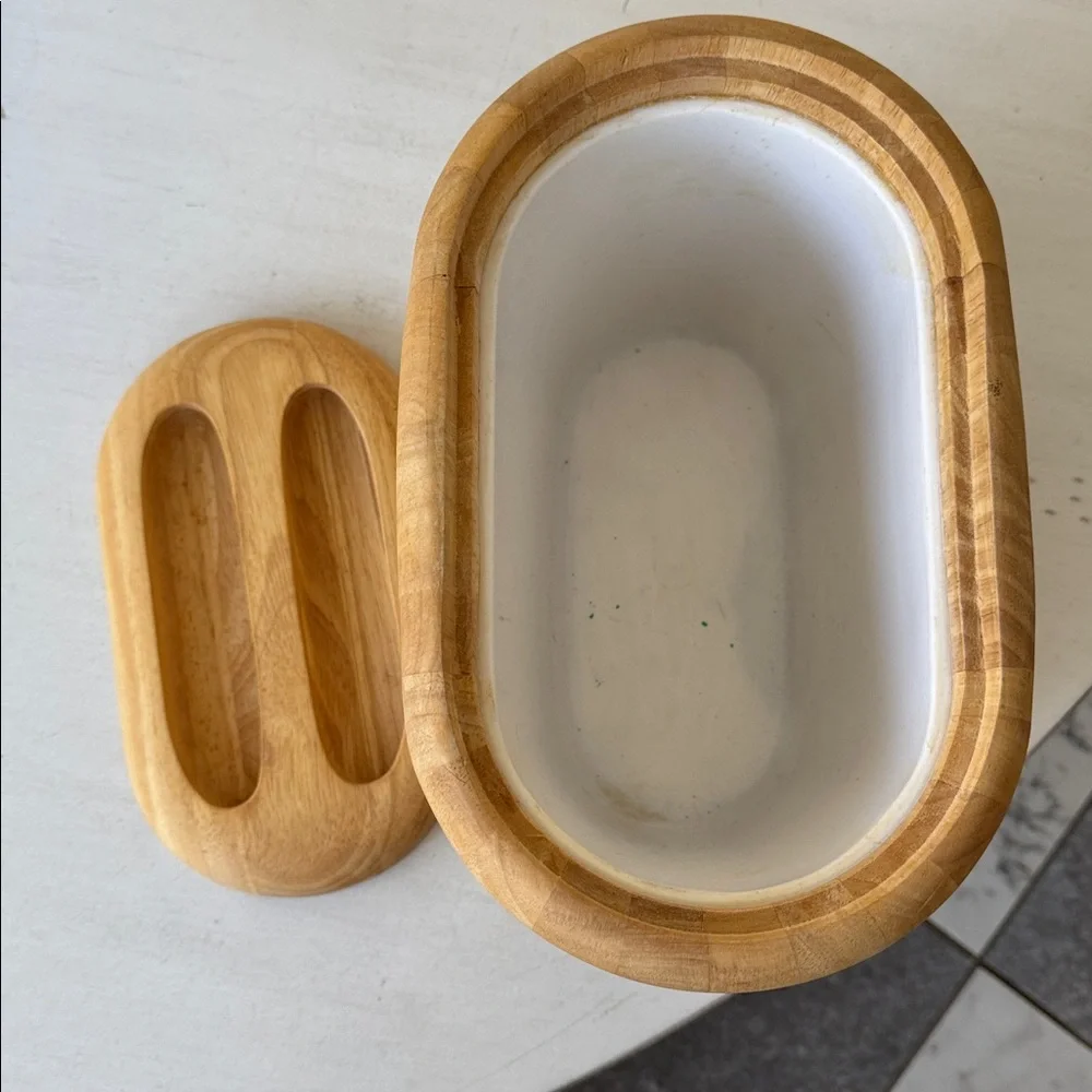 Crate & Barrel Wooden Ice Bucket